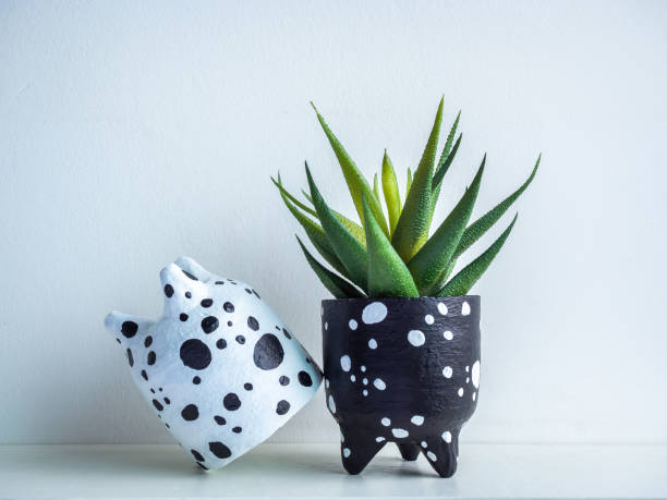 Cactus pot. Concrete pot. Modern geometric concrete planter.