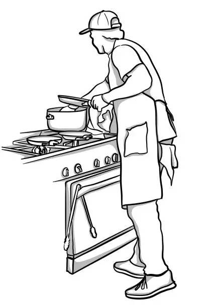 Vector illustration of Busy Restaurant Chef