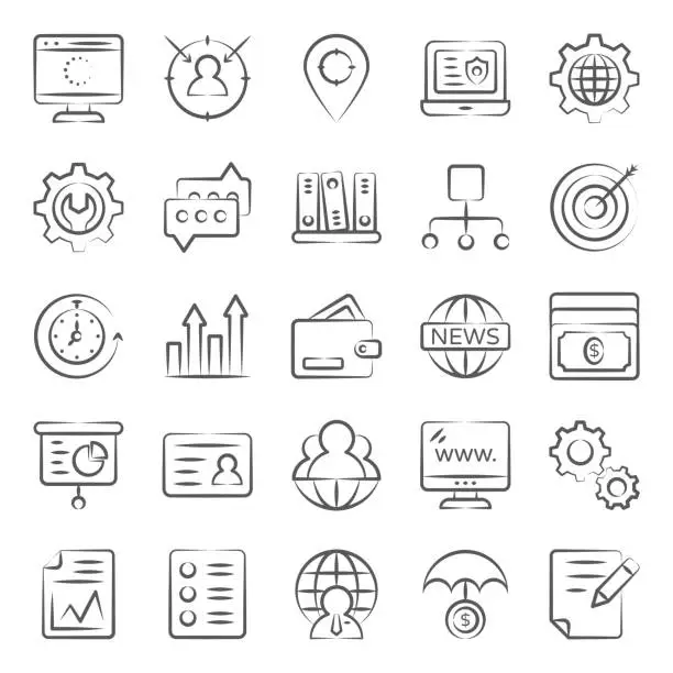 Vector illustration of Pack Of Finance Doodle Icons