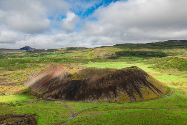 Grabrokarfell Crater (view from Grabrok) in the western region of Iceland