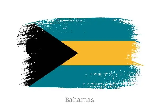 Vector illustration of Bahamas official flag in shape of brush stroke