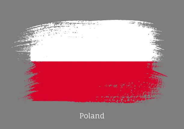 Vector illustration of Poland official flag in shape of brush stroke