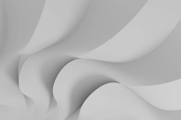 istock Modern abstract parametric three-dimensional background of a set of wavy white three-dimensional petals converging in a cent. 3D illustration 1217738433