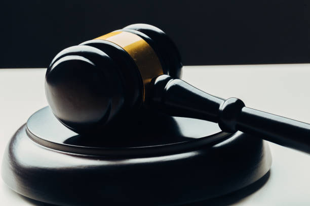 istock Judge's gavel on a black table. Concept of law 1217740467