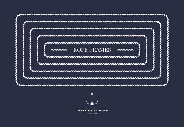ilustrações de stock, clip art, desenhos animados e ícones de nautical rope frames and bordes - anchor and rope