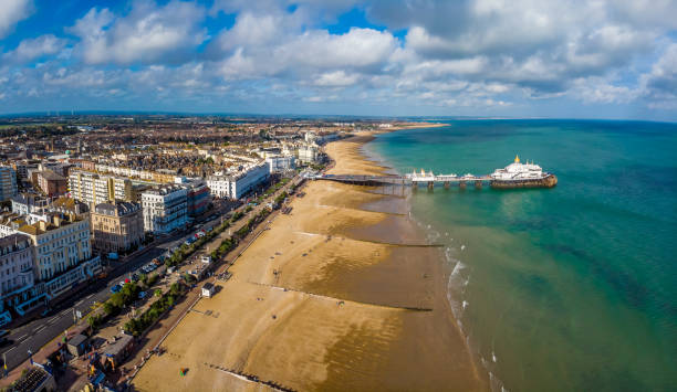 Aerial view of Eastbourne in summer, UK stock photo