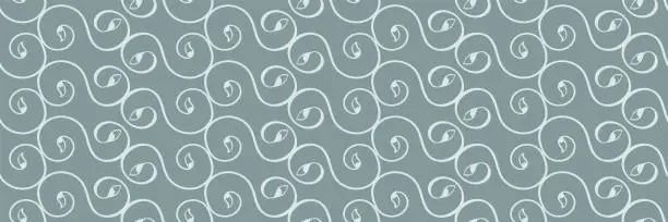 Vector illustration of Elegant celtic swirl seamless vector border design. Modern stylized floral monochrome illustration. Abstract horizontal geometric banner. Neutral edging, trim for irish, gaelic celebration concept