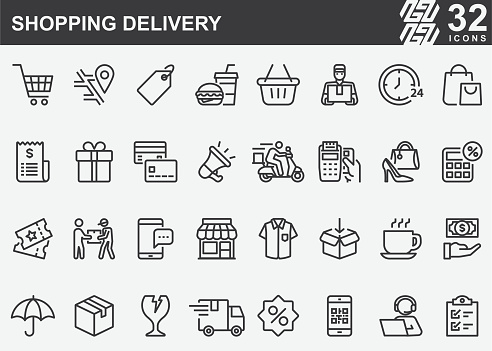 Shopping Delivery Line Icons