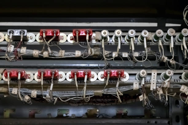 istock E-electronics. Capacitor circuit in the control cabinet. Close-up. 1217752928