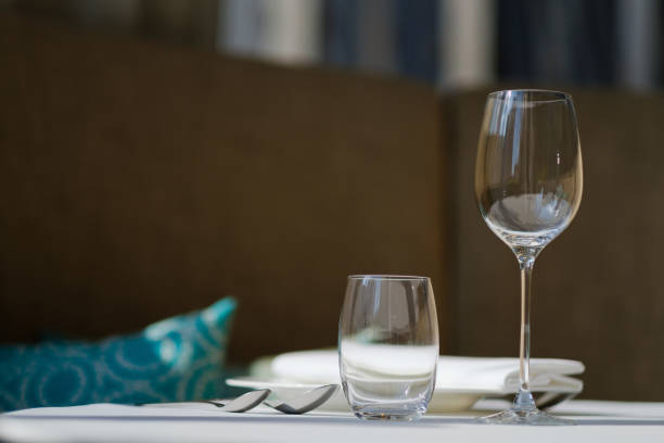 istock empty glasses wine in restaurant, glass water, campaign glass 1217752968
