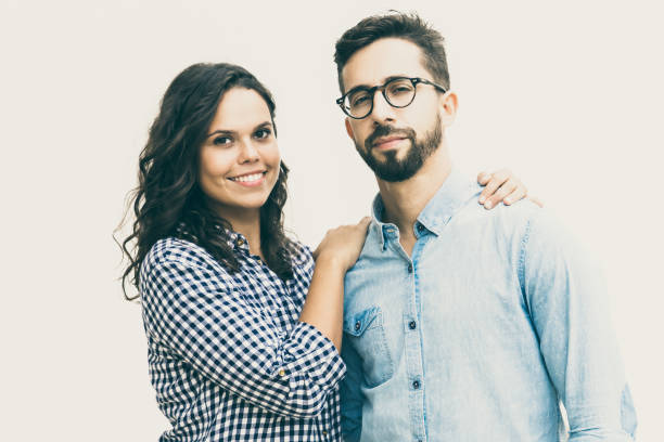 istock Sweet couple hugging and posing for camera 1217755400