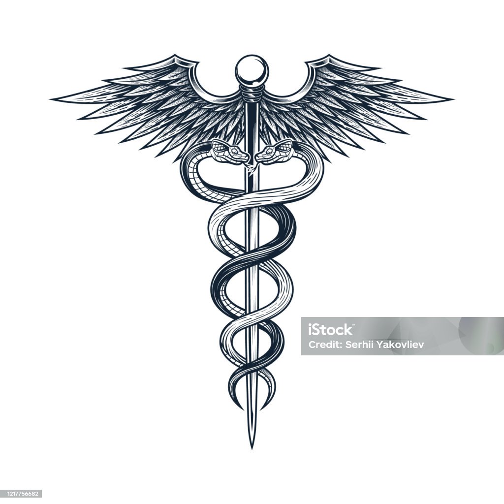 Caduceus Symbol Stock Illustration - Download Image Now - Caduceus, Tattoo,  Healthcare And Medicine - iStock