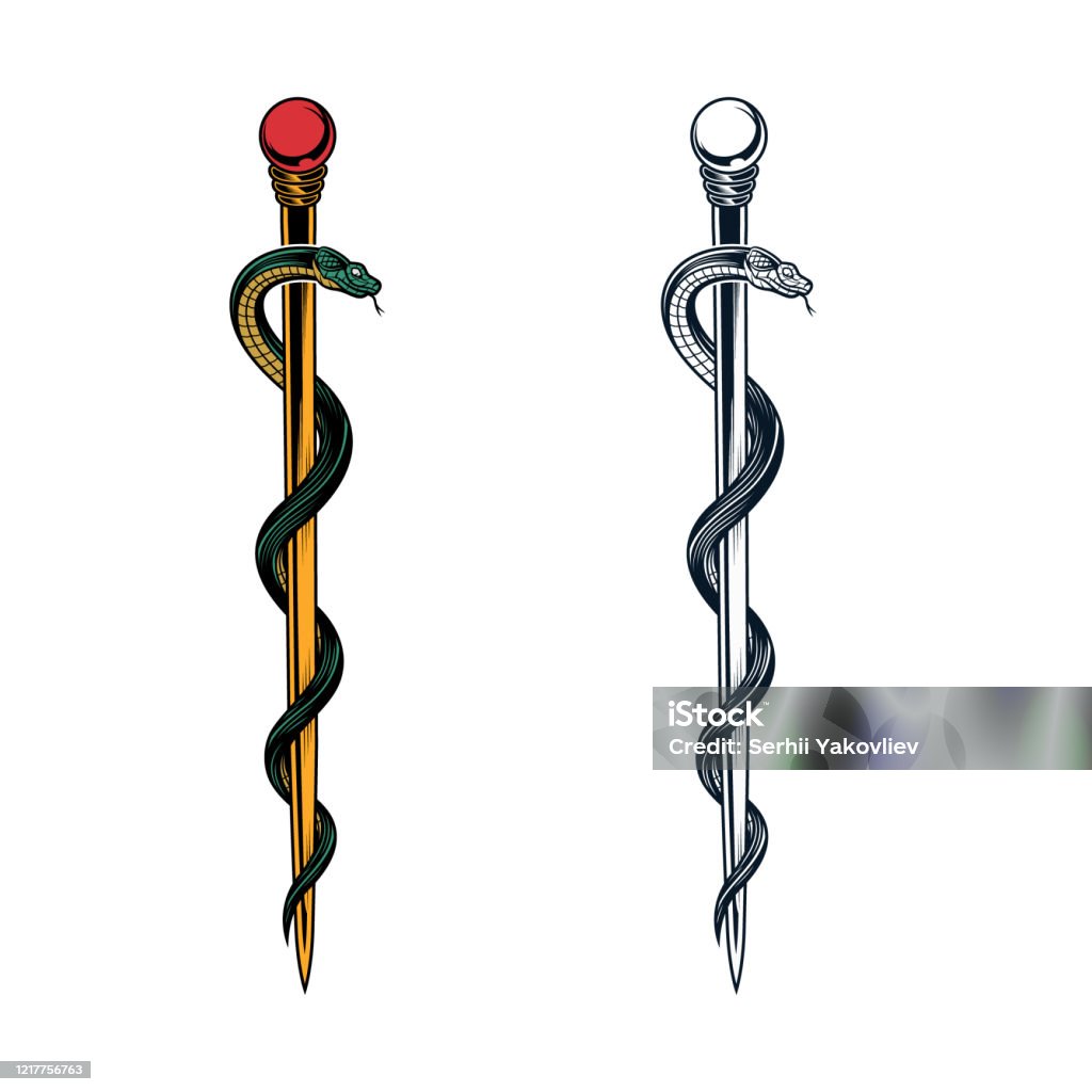 Rod Of Asclepius Symbol Stock Illustration - Download Image Now - Rod of  Asclepius, Snake, Hiking Pole - iStock