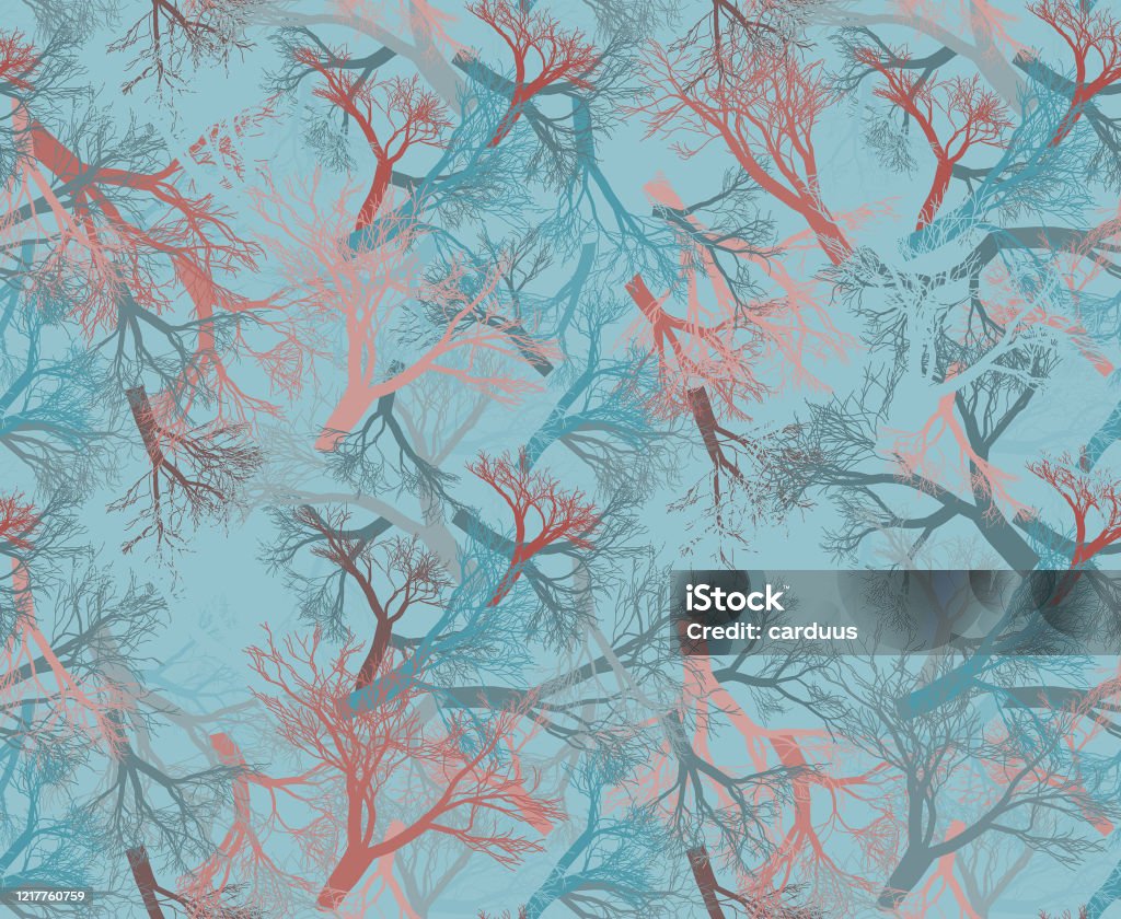 Blue Pattern Trees Blue Seamless Trees Pattern Stock Illustration - Download Image Now ...