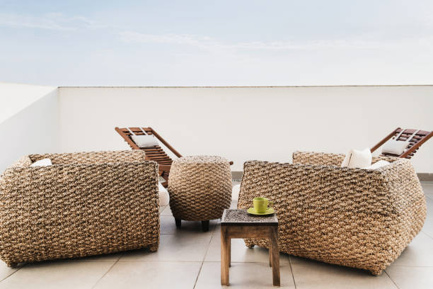 istock Modern cozy apartment terrace interior 1217760837
