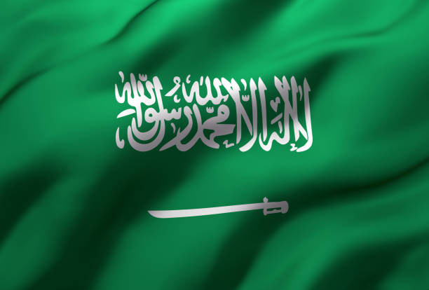 Flag of Saudi Arabia blowing in the wind. 3D illustration