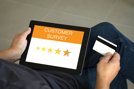 Customer satisfaction survey tablet star rating
