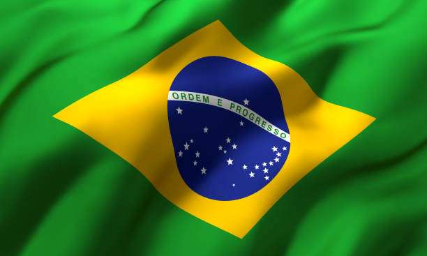 istock Flag of Brazil blowing in the wind 1217765722