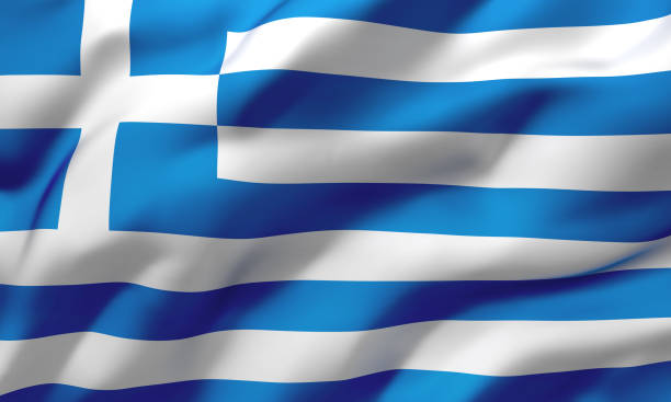 istock Flag of Greece blowing in the wind 1217765760