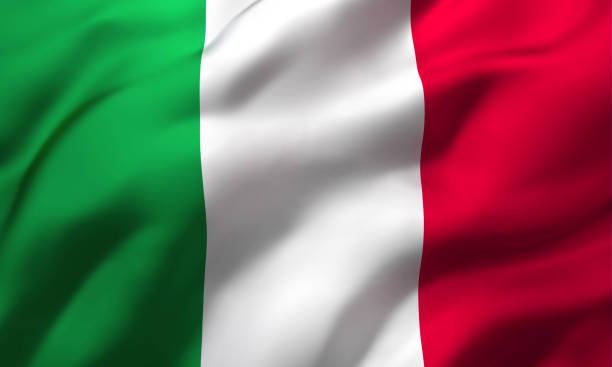 Flag of Italy blowing in the wind Flag of Italy blowing in the wind. Full page Italian flying flag. 3D illustration. italian flag stock pictures, royalty-free photos & images