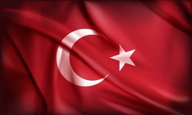 ilustraciones, imágenes clip art, dibujos animados e iconos de stock de bandera turca, luna y estrella con fondo rojo - bandera turquia