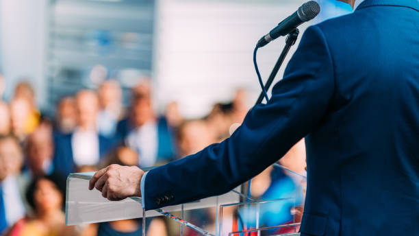 Election campaign Politician during election campaign, speaking to the crowd from stage politician photos stock pictures, royalty-free photos & images
