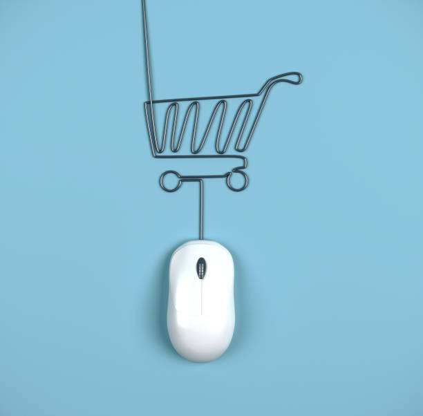 istock Computer mouse and cables in form of trolley 1217771692