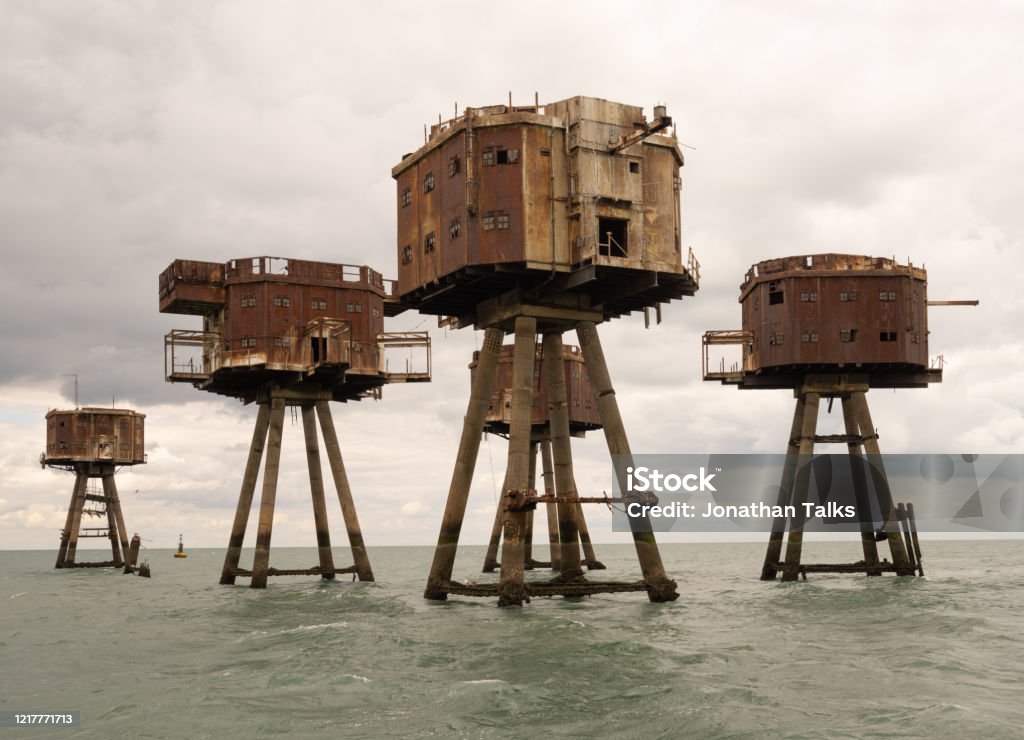 Redsands Fort Redsands Fort (Uncle 6) from the Maunsell forts in the Thames estuary. WW2 sea based aerial defence from German luftwaffe to protect London. Fort Stock Photo