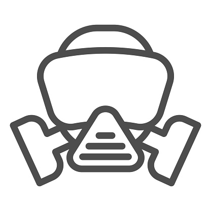 Respirator line icon. Fireman gas mask outline style pictogram on white background. Safety signs protective fire mask for mobile concept and web design. Vector graphics