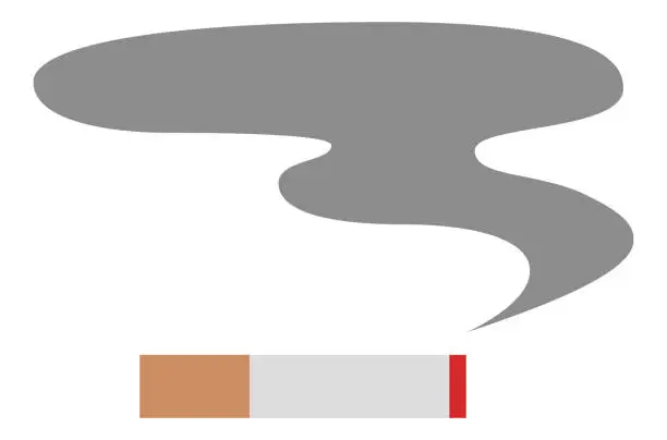 Vector illustration of Cigarette with smoke coming out of fire