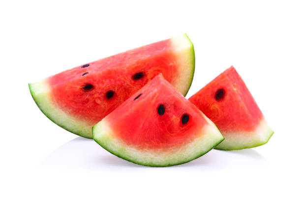 istock Sliced watermelon isolated on white background 1217784239