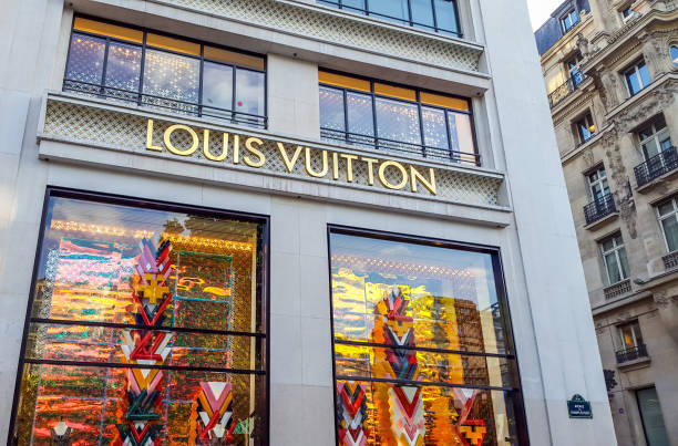 Louis Vuitton Store on Champs-Elysées in Paris stock photo