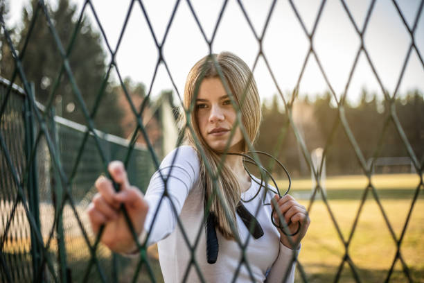 istock Fit young woman with jump rope 1217792110