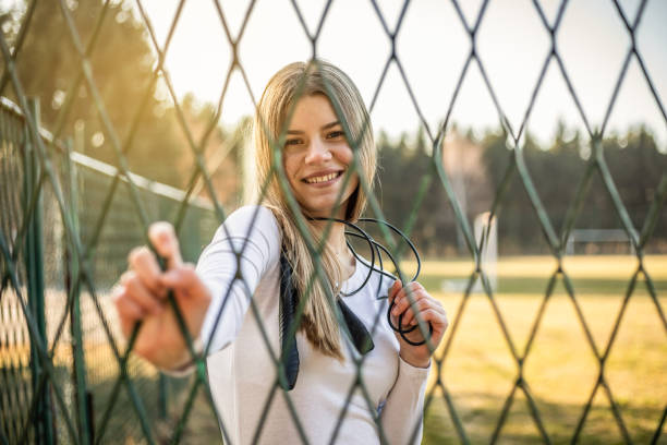 istock Fit young woman with jump rope 1217792154