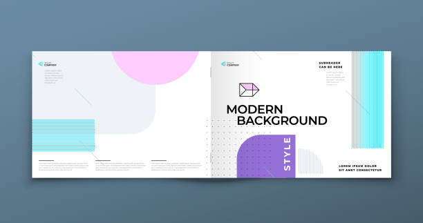 Horizontal Brochure template layout design. Landscape Corporate business annual report, catalog, magazine, flyer mockup. Creative modern background concept in abstract flat style shape Horizontal Brochure template layout design. Landscape Corporate business annual report, catalog, magazine, flyer mockup. Creative modern background concept in abstract flat style shape. construction company brochure template stock illustrations