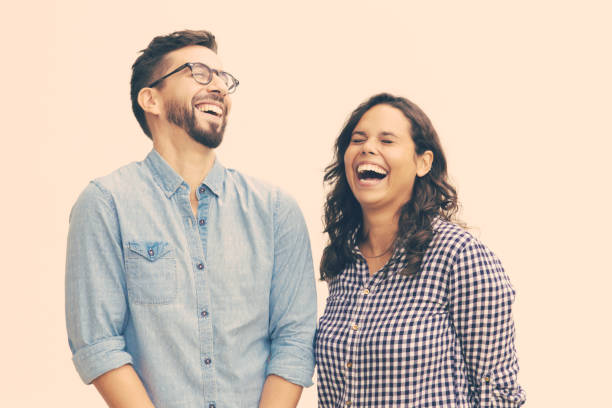 istock Excited carefree couple laughing and having fun 1217794321