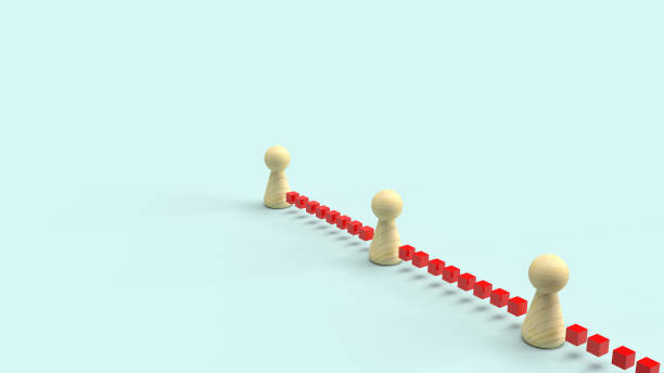 istock wood toy on blue background 3d rendering for  social distance content. 1217799163