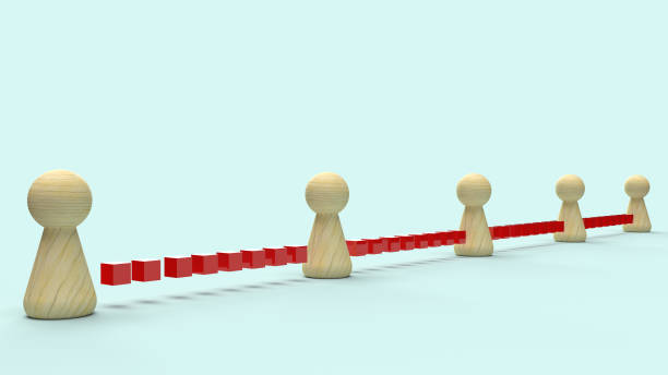 istock wood toy on blue background 3d rendering for  social distance content. 1217799262