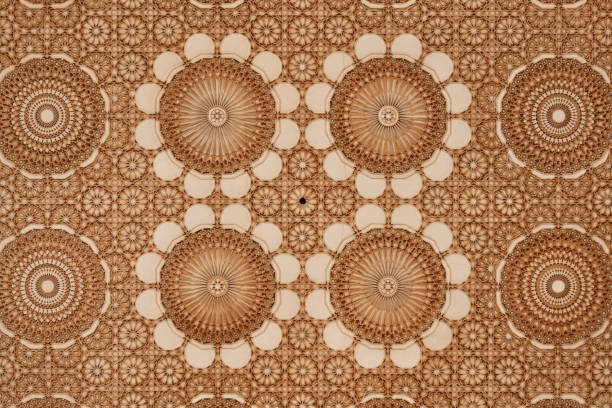istock Beautiful ceiling with carved plaster decoration. 1217799784