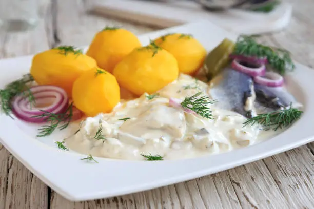 marinated herring in cream sauce