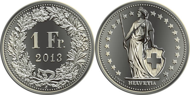 スイスマネー 1フラン銀貨 - french coin illustrations点のイラスト素材／クリップアート素材／マンガ素材／アイコン素材