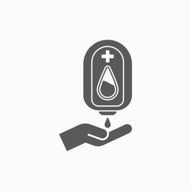 ikon cuci tangan pompa, vektor mesin alkohol, ilustrasi pembersih tangan - dispenser ilustrasi stok