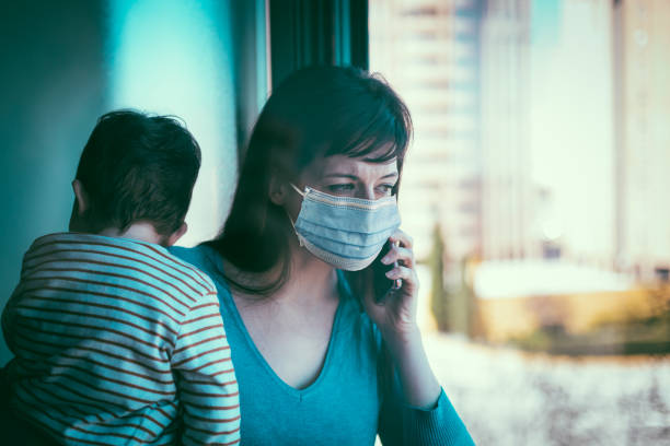 Worried mother calling to emergency services
