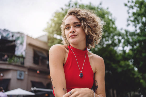 istock Gorgeous serene young woman with a nose piercing 1217808850