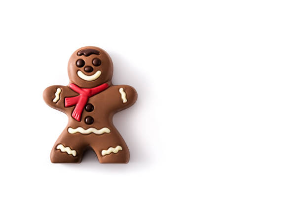 Christmas chocolate gingerbread bonbon isolated on white background