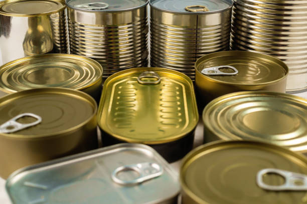 istock Mix of cans isolated on white background. 1217812330