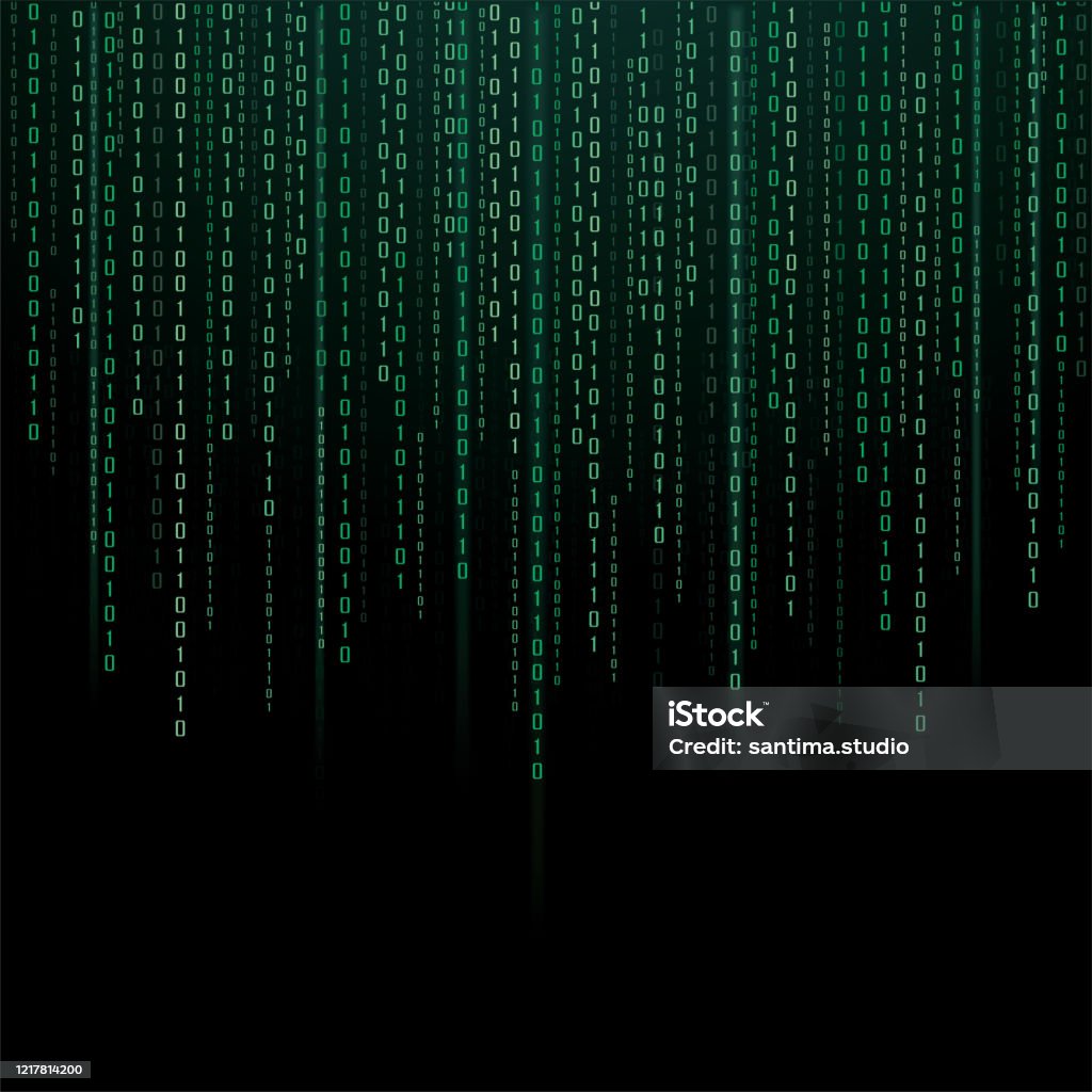 Abstract Technology Background Binary Data And Streaming Binary Code ...