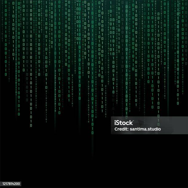 Abstract Technology Background Binary Data And Streaming Binary Code ...