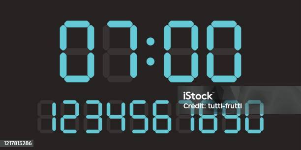 Time Machine Digital Numbers Digital Clock Number Set Electronic Figures Vector Illustration Stock ...