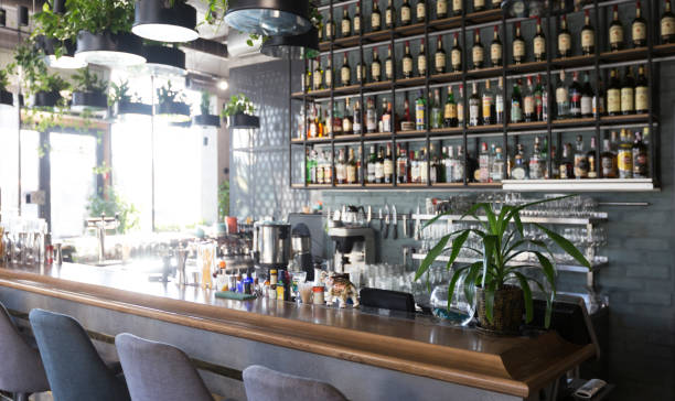 istock Interior of a modern urban restaurant with bar counter 1217815305